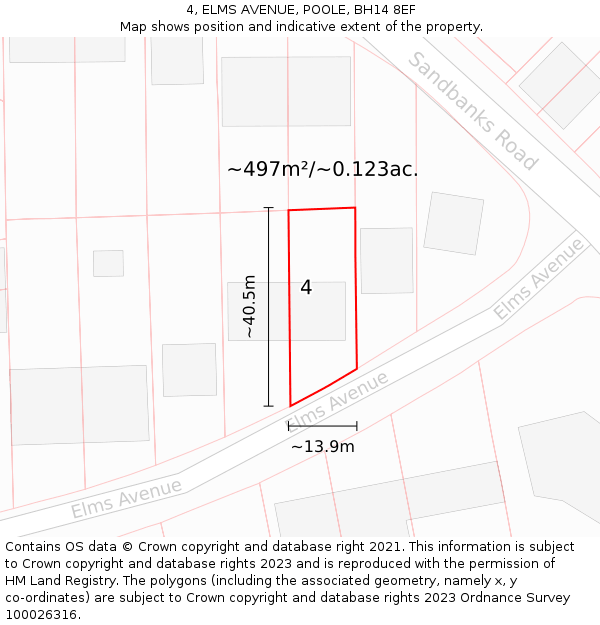 4, ELMS AVENUE, POOLE, BH14 8EF: Plot and title map