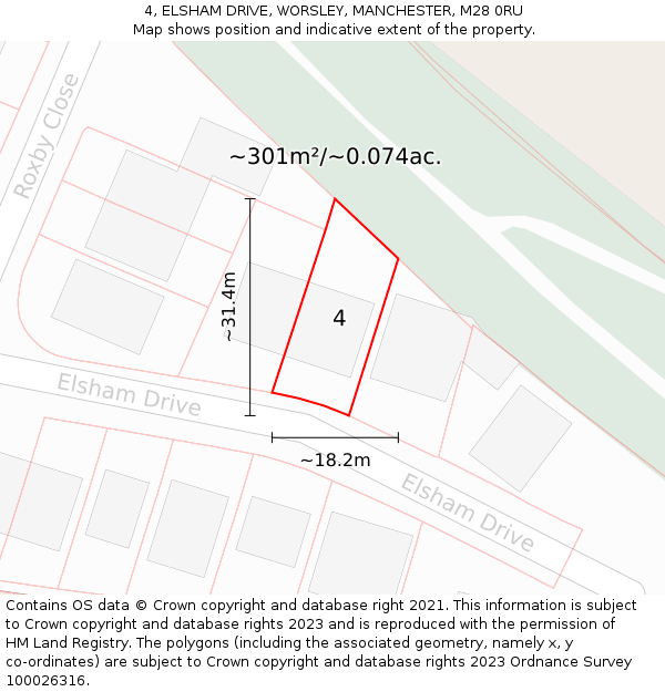 4, ELSHAM DRIVE, WORSLEY, MANCHESTER, M28 0RU: Plot and title map