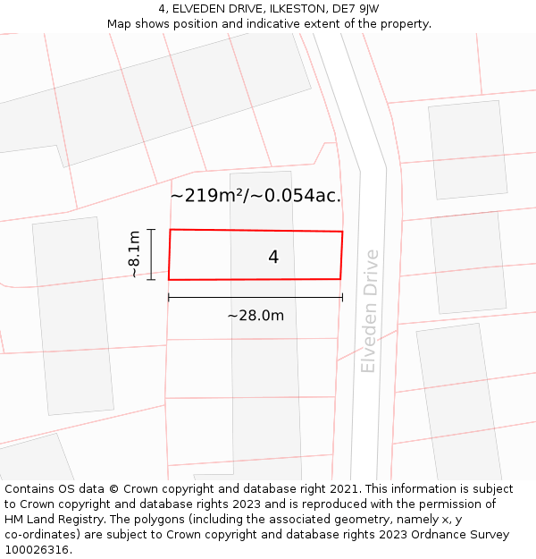 4, ELVEDEN DRIVE, ILKESTON, DE7 9JW: Plot and title map