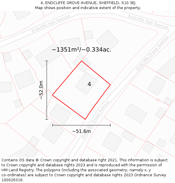 4, ENDCLIFFE GROVE AVENUE, SHEFFIELD, S10 3EJ: Plot and title map