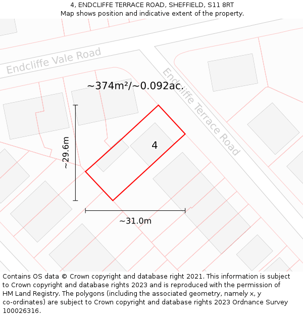 4, ENDCLIFFE TERRACE ROAD, SHEFFIELD, S11 8RT: Plot and title map
