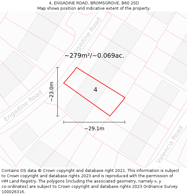 4, ENGADINE ROAD, BROMSGROVE, B60 2SD: Plot and title map