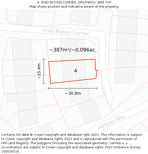 4, ENID BLYTON CORNER, DROITWICH, WR9 7HY: Plot and title map