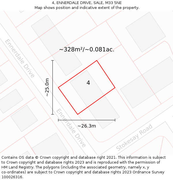 4, ENNERDALE DRIVE, SALE, M33 5NE: Plot and title map