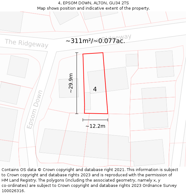 4, EPSOM DOWN, ALTON, GU34 2TS: Plot and title map