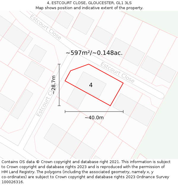 4, ESTCOURT CLOSE, GLOUCESTER, GL1 3LS: Plot and title map