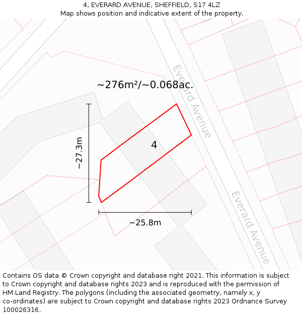 4, EVERARD AVENUE, SHEFFIELD, S17 4LZ: Plot and title map