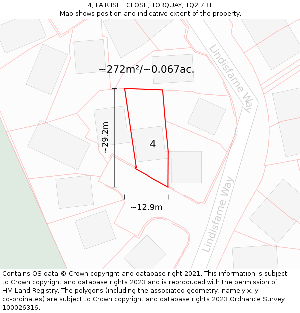 4, FAIR ISLE CLOSE, TORQUAY, TQ2 7BT: Plot and title map