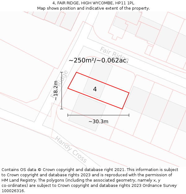 4, FAIR RIDGE, HIGH WYCOMBE, HP11 1PL: Plot and title map