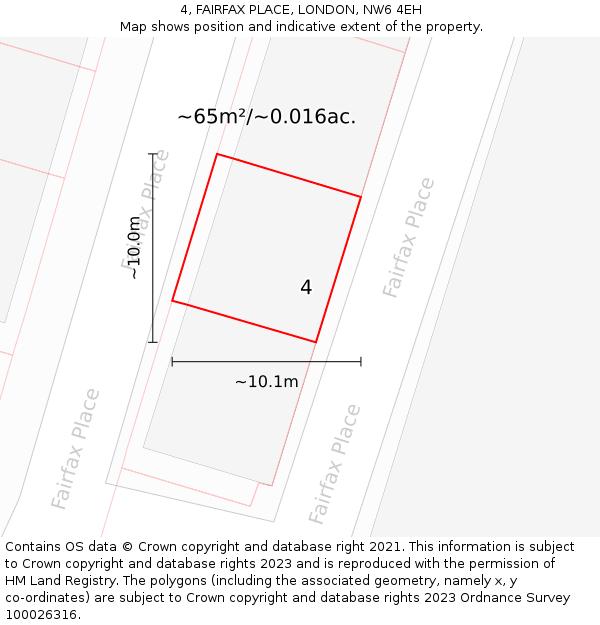 4, FAIRFAX PLACE, LONDON, NW6 4EH: Plot and title map