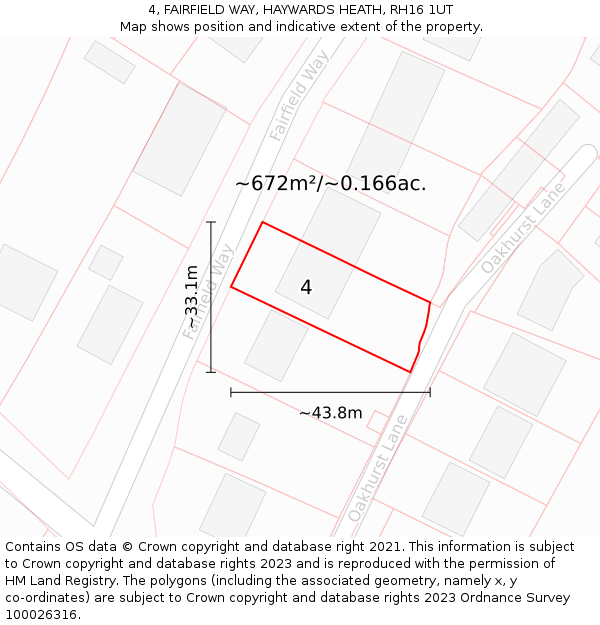 4, FAIRFIELD WAY, HAYWARDS HEATH, RH16 1UT: Plot and title map