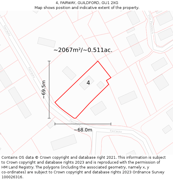 4, FAIRWAY, GUILDFORD, GU1 2XG: Plot and title map