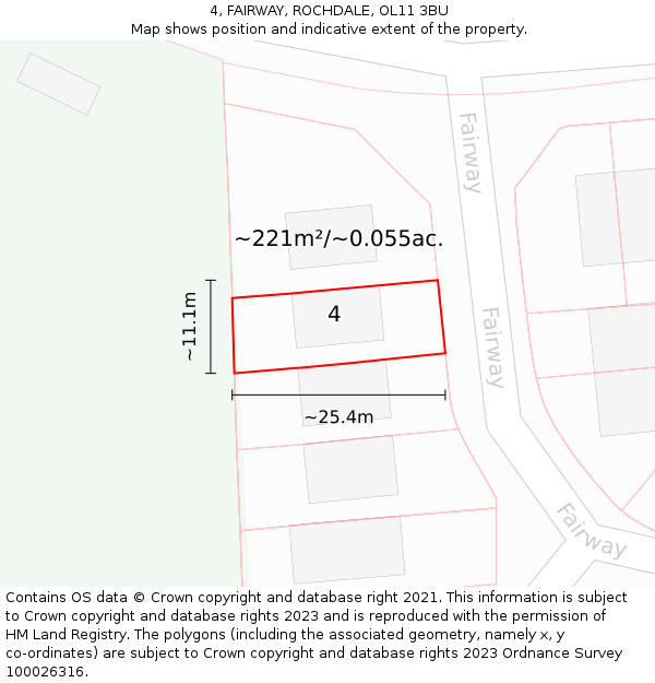 4, FAIRWAY, ROCHDALE, OL11 3BU: Plot and title map