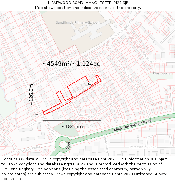 4, FAIRWOOD ROAD, MANCHESTER, M23 9JR: Plot and title map