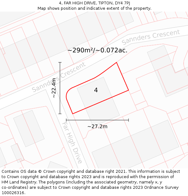 4, FAR HIGH DRIVE, TIPTON, DY4 7PJ: Plot and title map