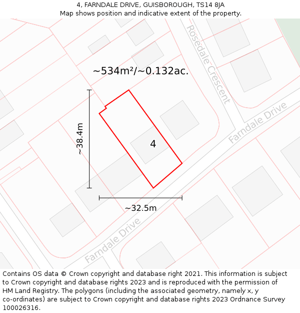 4, FARNDALE DRIVE, GUISBOROUGH, TS14 8JA: Plot and title map