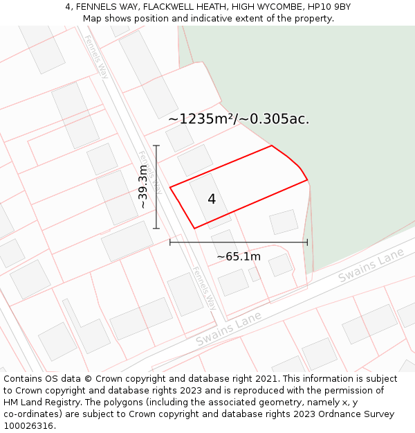 4, FENNELS WAY, FLACKWELL HEATH, HIGH WYCOMBE, HP10 9BY: Plot and title map