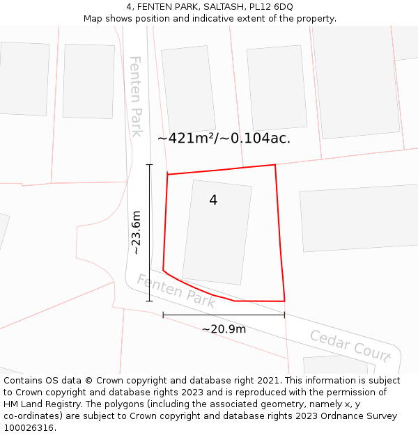 4, FENTEN PARK, SALTASH, PL12 6DQ: Plot and title map