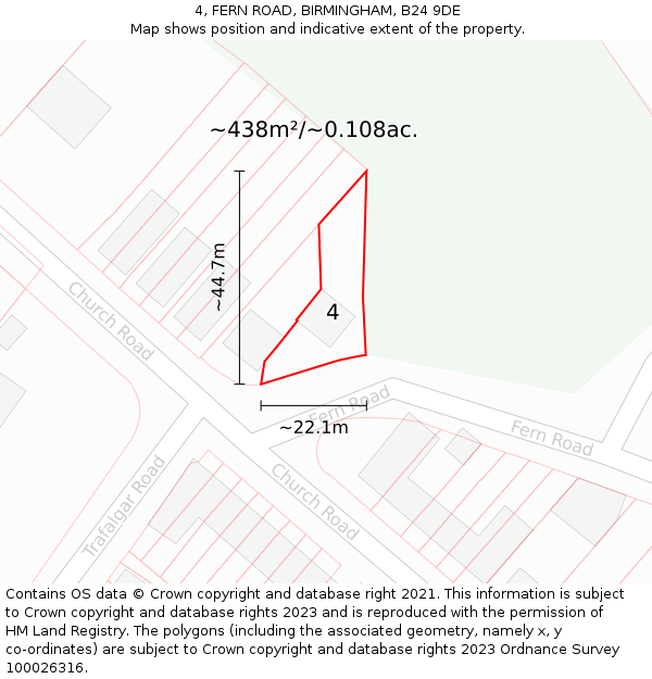 4, FERN ROAD, BIRMINGHAM, B24 9DE: Plot and title map