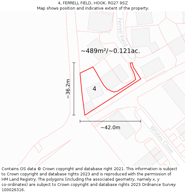 4, FERRELL FIELD, HOOK, RG27 9SZ: Plot and title map