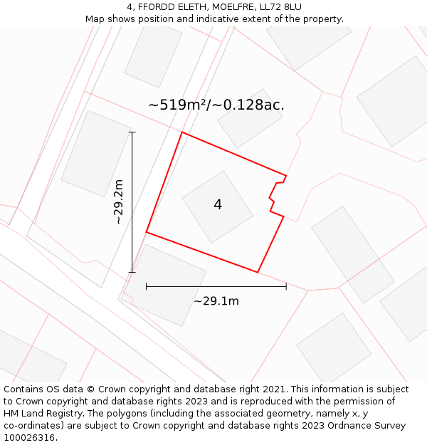 4, FFORDD ELETH, MOELFRE, LL72 8LU: Plot and title map