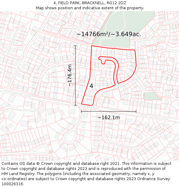 4, FIELD PARK, BRACKNELL, RG12 2DZ: Plot and title map