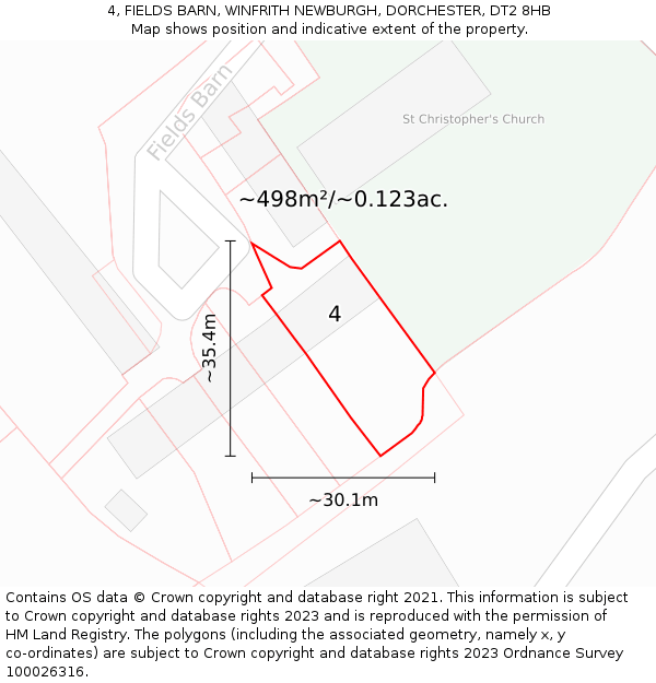 4, FIELDS BARN, WINFRITH NEWBURGH, DORCHESTER, DT2 8HB: Plot and title map