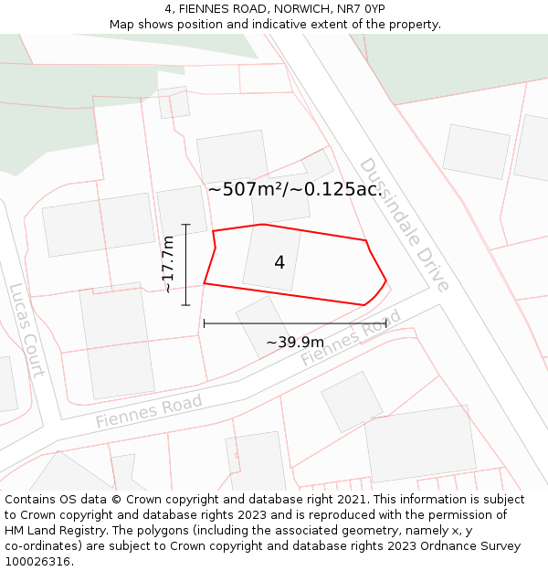 4, FIENNES ROAD, NORWICH, NR7 0YP: Plot and title map