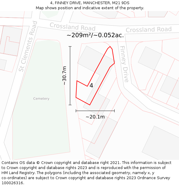 4, FINNEY DRIVE, MANCHESTER, M21 9DS: Plot and title map