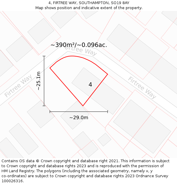 4, FIRTREE WAY, SOUTHAMPTON, SO19 8AY: Plot and title map