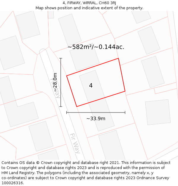 4, FIRWAY, WIRRAL, CH60 3RJ: Plot and title map