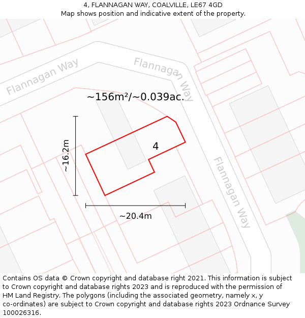 4, FLANNAGAN WAY, COALVILLE, LE67 4GD: Plot and title map