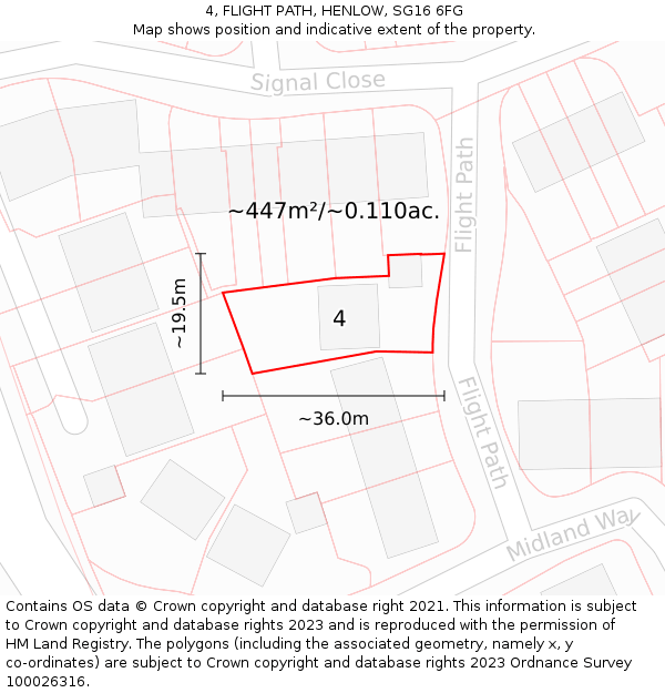 4, FLIGHT PATH, HENLOW, SG16 6FG: Plot and title map