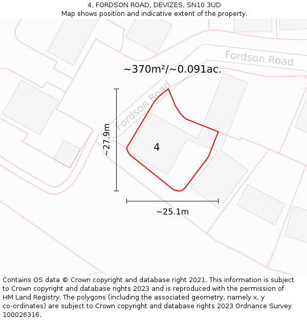 4, FORDSON ROAD, DEVIZES, SN10 3UD: Plot and title map