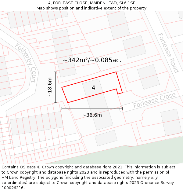 4, FORLEASE CLOSE, MAIDENHEAD, SL6 1SE: Plot and title map