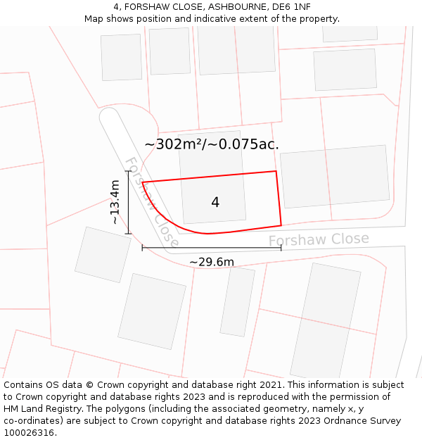 4, FORSHAW CLOSE, ASHBOURNE, DE6 1NF: Plot and title map