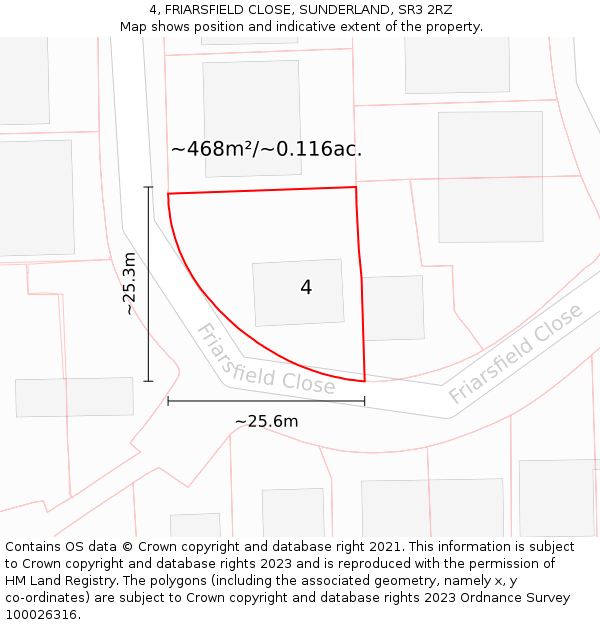 4, FRIARSFIELD CLOSE, SUNDERLAND, SR3 2RZ: Plot and title map