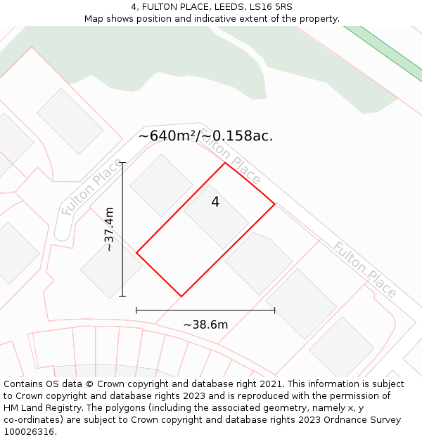 4, FULTON PLACE, LEEDS, LS16 5RS: Plot and title map