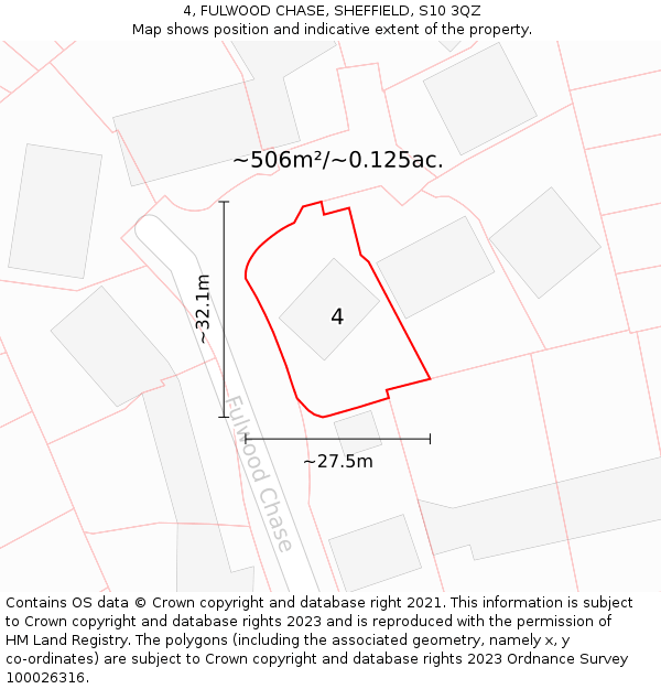 4, FULWOOD CHASE, SHEFFIELD, S10 3QZ: Plot and title map