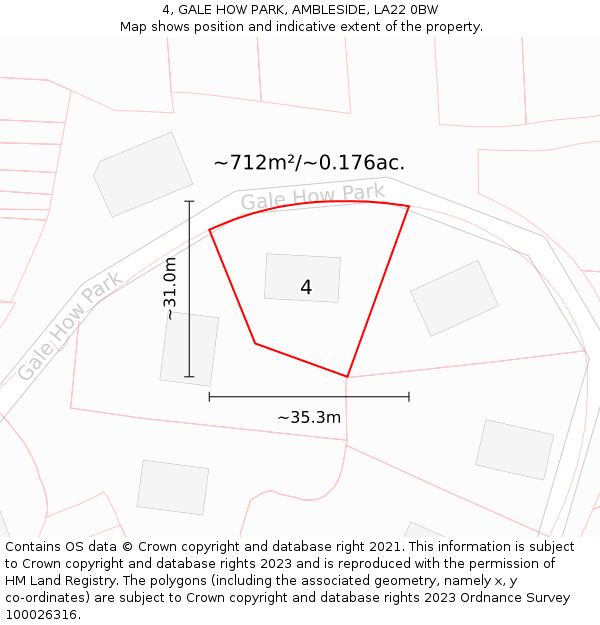 4, GALE HOW PARK, AMBLESIDE, LA22 0BW: Plot and title map