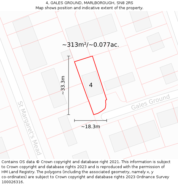 4, GALES GROUND, MARLBOROUGH, SN8 2RS: Plot and title map