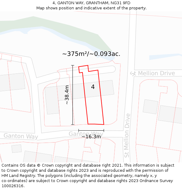 4, GANTON WAY, GRANTHAM, NG31 9FD: Plot and title map