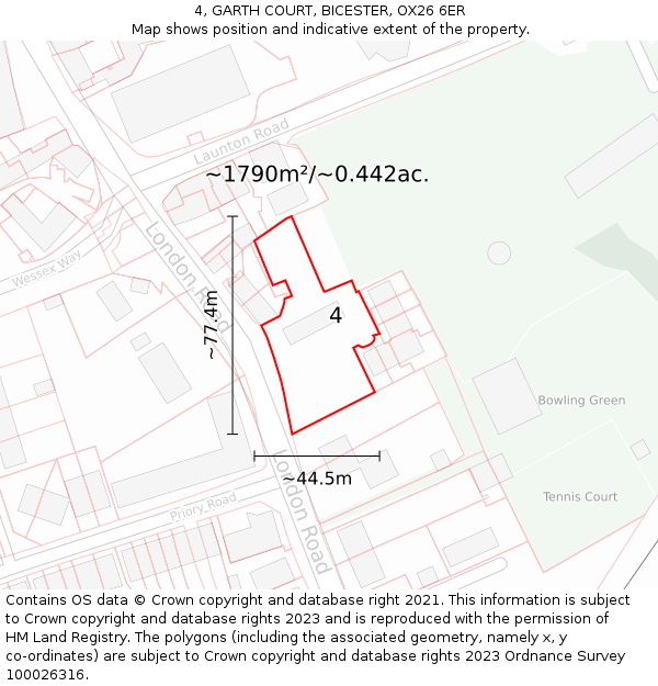 4, GARTH COURT, BICESTER, OX26 6ER: Plot and title map