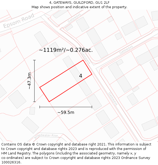 4, GATEWAYS, GUILDFORD, GU1 2LF: Plot and title map