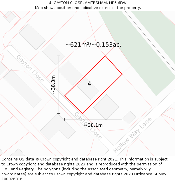 4, GAYTON CLOSE, AMERSHAM, HP6 6DW: Plot and title map