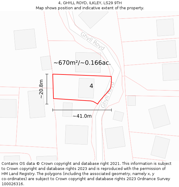 4, GHYLL ROYD, ILKLEY, LS29 9TH: Plot and title map