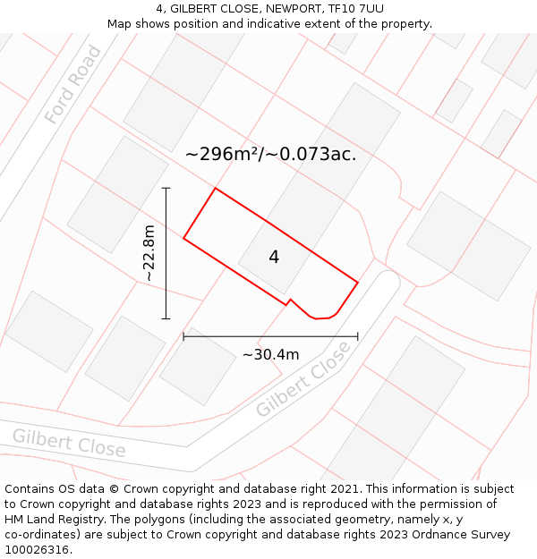 4, GILBERT CLOSE, NEWPORT, TF10 7UU: Plot and title map