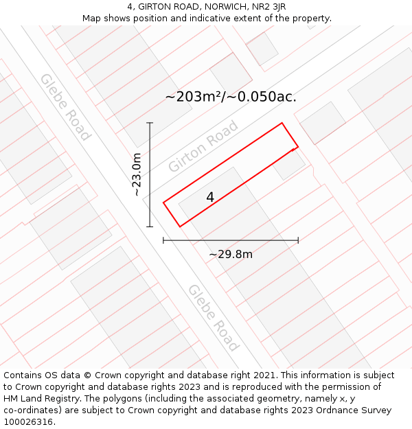 4, GIRTON ROAD, NORWICH, NR2 3JR: Plot and title map