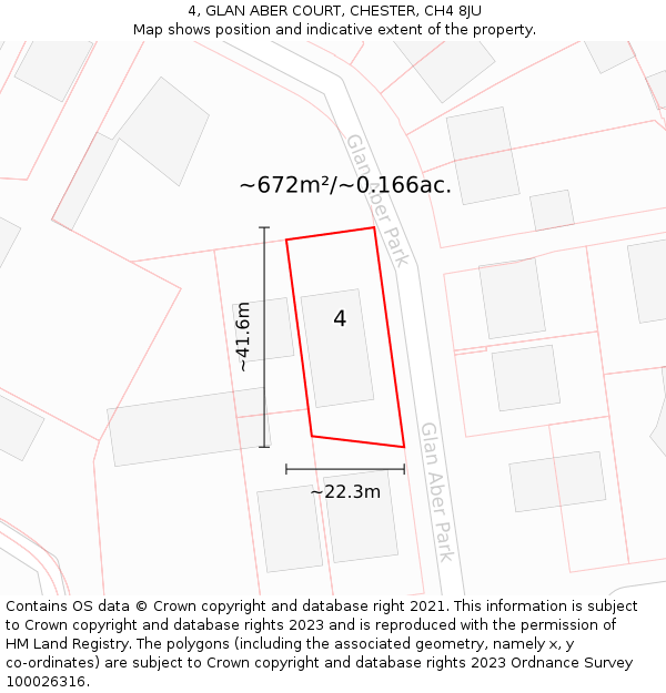 4, GLAN ABER COURT, CHESTER, CH4 8JU: Plot and title map