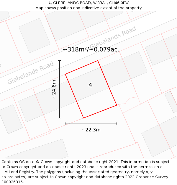 4, GLEBELANDS ROAD, WIRRAL, CH46 0PW: Plot and title map